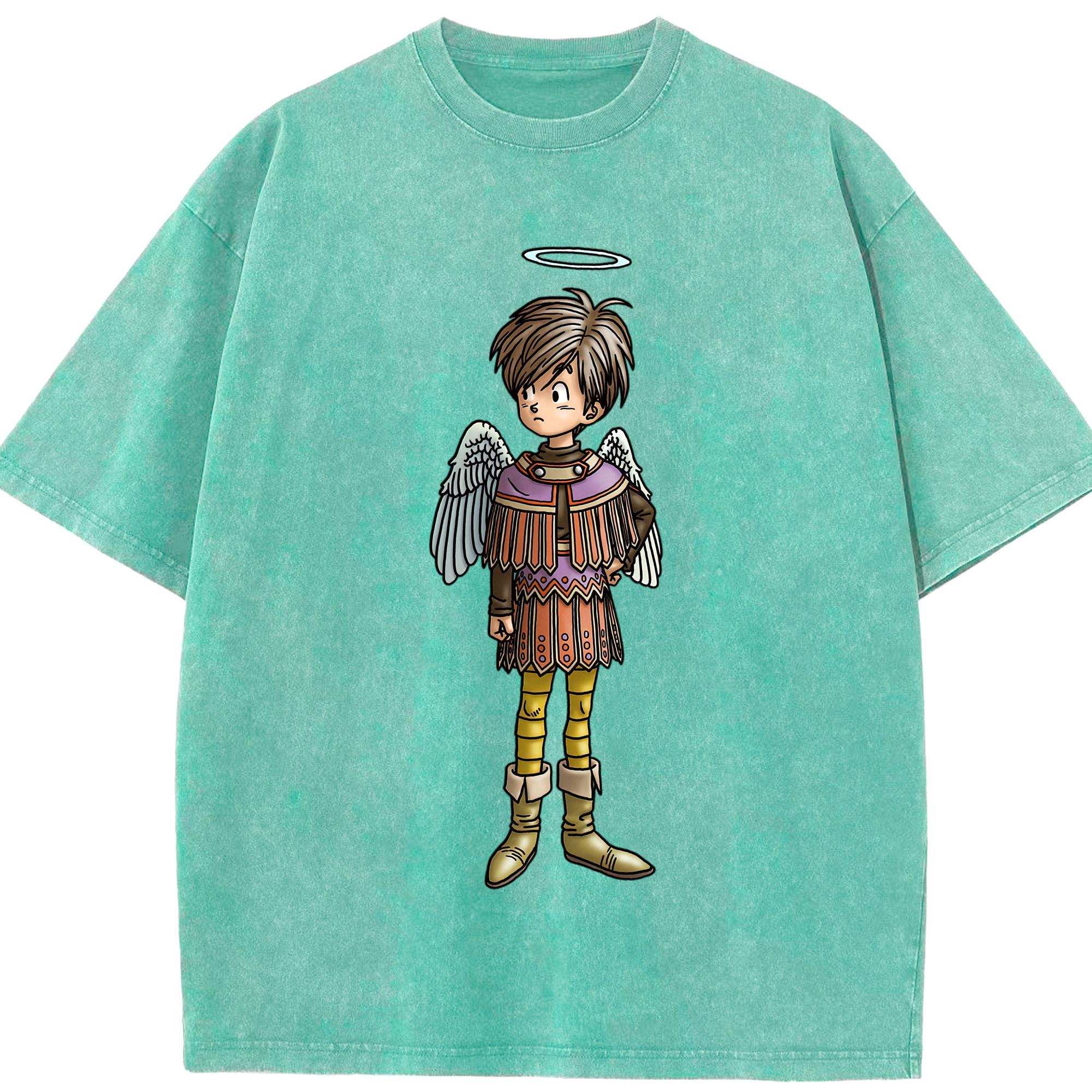 （画像用） ドラゴンクエスト Doragon Kuesuto Dragon Quest 綿100% ヴィンテージ風 半袖Tシャツ（フロントプリント）